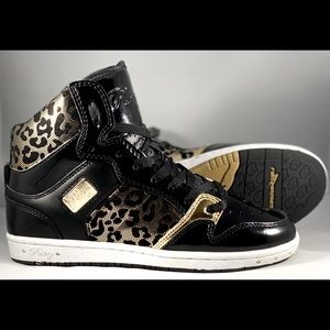 Black & Gold Cheetah Glam Pie Animal Hi-Top